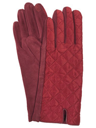 Womens Quilted Cranberry Red Stretch Fit Texting & Tech Touchscreen Gloves