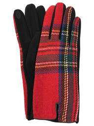 Womens Red & Green Christmas Plaid Stretch Fit Texting & Tech Touchscreen Gloves