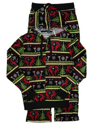 Mens 2-Piece Christmas Cheers Reindeer Velour Sweatsuit Hoodie & Joggers Set