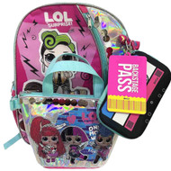 L.O.L Surprise! Girls Pink Backpack & Lunch Bag 4-Piece Set, LOL School Bookbag
