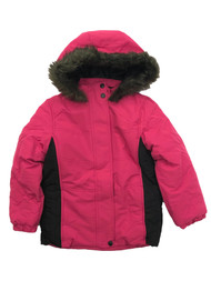 Iceburg Little Girls Pink Black Ski Jacket Hooded Winter Snow Coat