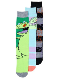 Bioworld Adult Mens 3 Pair Nickelodeon Rugrats Reptar Crew Socks Set