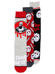 Friday The 13th Adult Mens 3 Pair Jason Voorhees Crew Socks Set