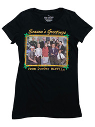 The Office Womens Black Dunder Mifflin Christmas Holiday Tee Shirt