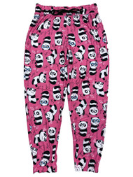 Womens Pink Panda Bear Joggers Sleep Pants Pajama Bottoms