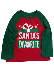 Toddler Boys Long Red Santa's Favorite Christmas Holiday T-Shirt Tee Shirt