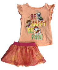 Paw Patrol Infant Toddler Girls Orange Be Happy Be Free Top With Tutu Skirt