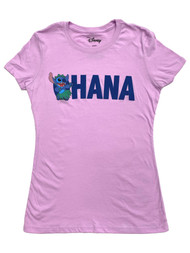Disney Lilo & Stitch Juniors Womens Purple Ohana Tee Shirt T-Shirt