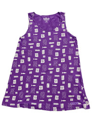 Sunshine Raised Womens Purple Fish Print Swim Cover-Up Tank Dress