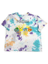 Pokemon Junior Womens Colorful Tie Dye Pikachu Shorty Tee Shirt T-Shirt