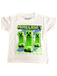 Little Boys White Minecraft Short Sleeve T-Shirt Mine Craft Tee Shirt