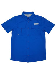 Realtree Boys Lapis Blue Vented Cape Back Short Sleeve Fishing Guide Shirt