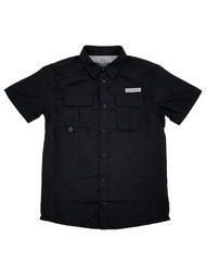 Realtree Boys Black Vented Cape Back Short Sleeve Fishing Guide Shirt