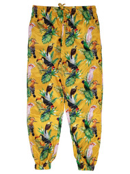 Mens Yellow Satin Bird Of Paradise Jogger Style Sleep Pants Pajama Bottoms L