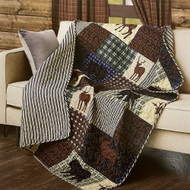 Virah Bella Wilderness Lodge Patchwork Quilted Throw Blanket, Deer 50" x 60"
