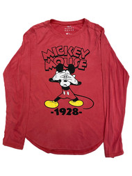 Disney Junior Womens Long Red Mickey Mouse Tee Shirt T-Shirt