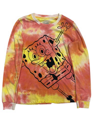 Nickelodeon Junior Womens Long Yellow Tie Dye Spongebob Tee Shirt T-Shirt