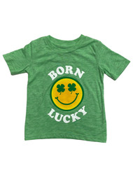 Jumping Beans Toddler Boys Short Sleeve Green Born Lucky Smiley Tee Shirt