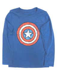 Captain America Boys Blue Shield Long Sleeve T-Shirt Tee Shirt
