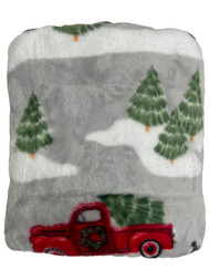 The Big One Oversized Plush Throw Blanket Red Pickup Truck & Tree, 5ft x 6ft