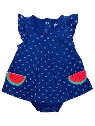Carters Infant Girls Navy Blue Watermelon Baby Romper Sun Dress Bodysuit