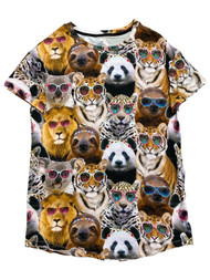 Womens Tan Lion Tiger Sloth Panda Bear Nightgown Sleepshirt Sleep Shirt