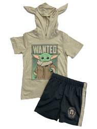 Disney Star Wars Boys Tan Baby Yoda Outfit Tee Shirt & Shorts Set 4