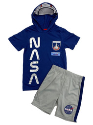 NASA Boys Blue Space Camp Trainee Outfit Tee Shirt & Shorts Set