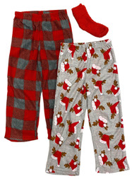 Boys Sleep Pants & Sock Set Christmas Reindeer Holiday Pajama Bottoms S (4/5)