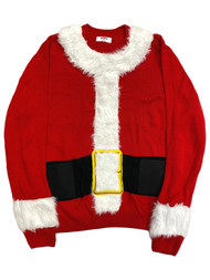 Mens Red Santa Beer Holder Christmas Holiday Sweater Holds 6 Bottles