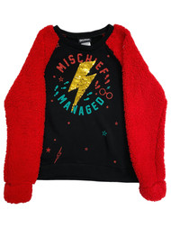 Harry Potter Girls Black & Red Mischief Sequin Sherpa Sweatshirt