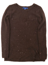 Womens Burgundy Sequin Convertible Cowl Neck Christmas Holiday Sweater