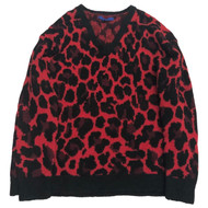 Womens Soft Red & Black Leopard Cheetah Print Christmas Holiday Sweater