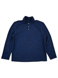 Van Heusen Mens Grecian Blue Flex Fleece Button Mock Pullover Sweatshirt