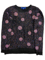 Womens Black Rainbow Pink Metallic Sparkle Christmas Holiday Sweater