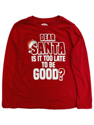 Boys Long Red Santa Too Late to be Good Christmas Holiday Tee Shirt