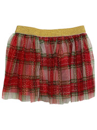 Infant & Toddler Girls Red Green Gold Tartan Plaid Holiday Tutu Skirt