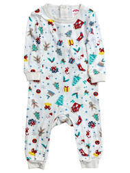 Infant Boys & Girls White Christmas Themed Holiday Jumpsuit Pajamas