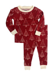 Infant & Toddler Girls & Red White Christmas Tree Snug Fit Cotton Pajamas