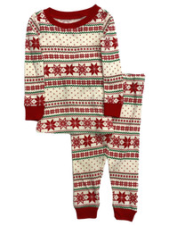 Infant & Toddler Girls Red White & Green Holiday Print Long Sleeve Pajamas