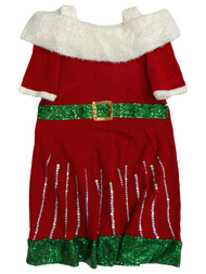 Womens Red & Green Sequin Mrs Santa Claus Christmas Holiday Dress