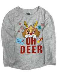 Paw Patrol Infant & Toddler Girls Long Gray Skye Oh Deer Holiday Tee Shirt
