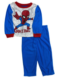Marvel Comics Toddler Boys White & Blue Flannel Spider-Man Pajamas Sleep Set