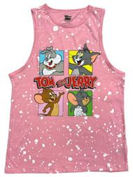 Tom & Jerry Junior Womens Pink Cat Tank Top Muscle Tee Shirt T-Shirt