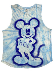 Disney Juniors Womens Blue Tie Dye Mickey Mouse Tank Top Shirt T-Shirt