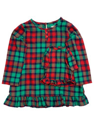 Girls Red & Green Plaid Flannel Christmas Holiday Nightgown & Doll Gown