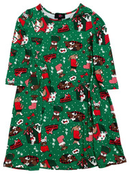 Girls Christmas Puppies Dogs Holiday Tee Shirt Dress