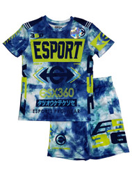 ESX360 ESport Boys Outfit Blue & Green Shirt & Shorts Set