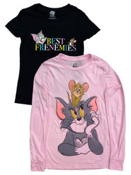 Tom & Jerry Womens (Juniors) 2 pc Pink & Black T-Shirt Tee Shirt Set