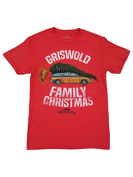 National Lampoons Christmas Vacation Mens Red Heather Griswold Family T-Shirt